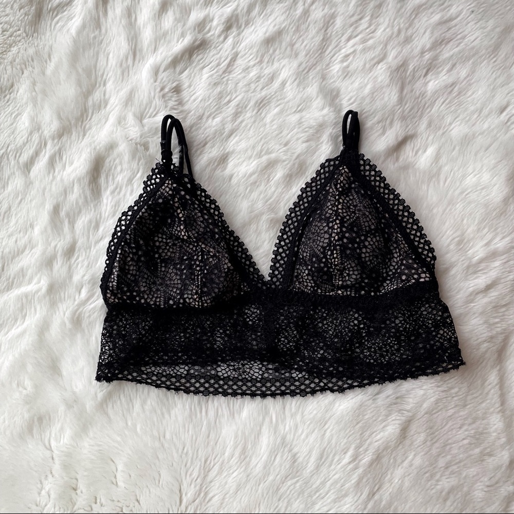 Victoria’s Secret Black Longline Lace Triangle Bralette